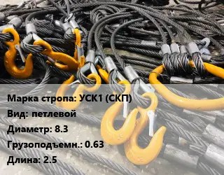 Строп канатный УСК1 (СКП) петлевой D=8.3 Грузопод.:0.63 L=2.5